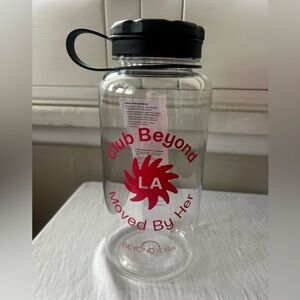 Beyond Yoga Clear Water Bottle with Red Print